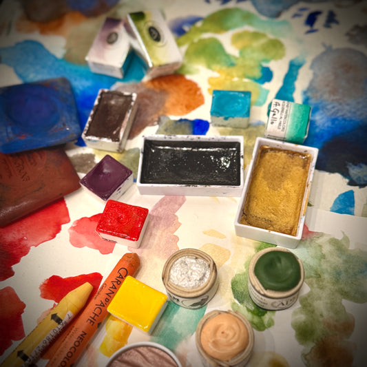 Vi testar olika akvarellfärger